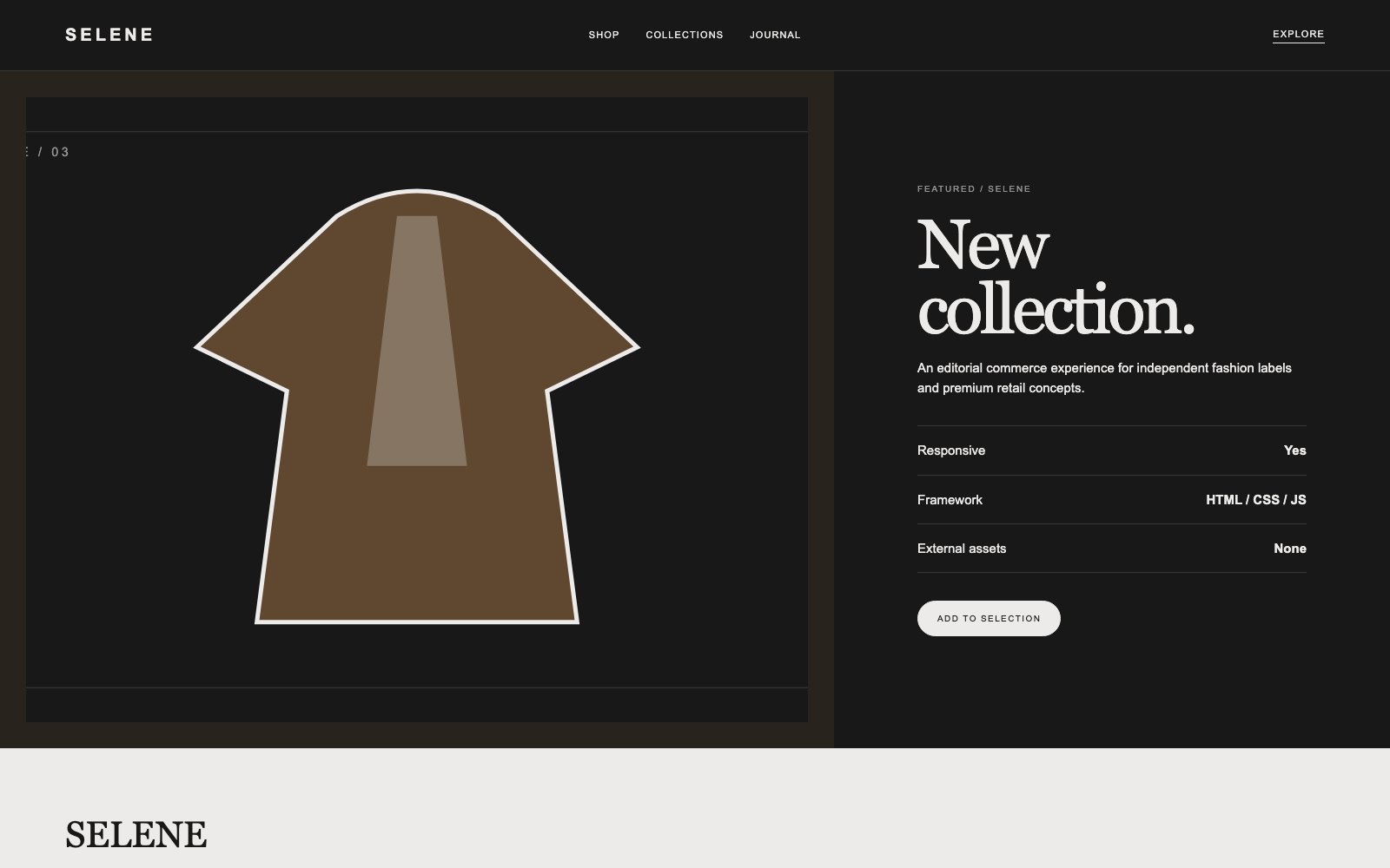 Screenshot reale di Atelier: pagina di dettaglio del template