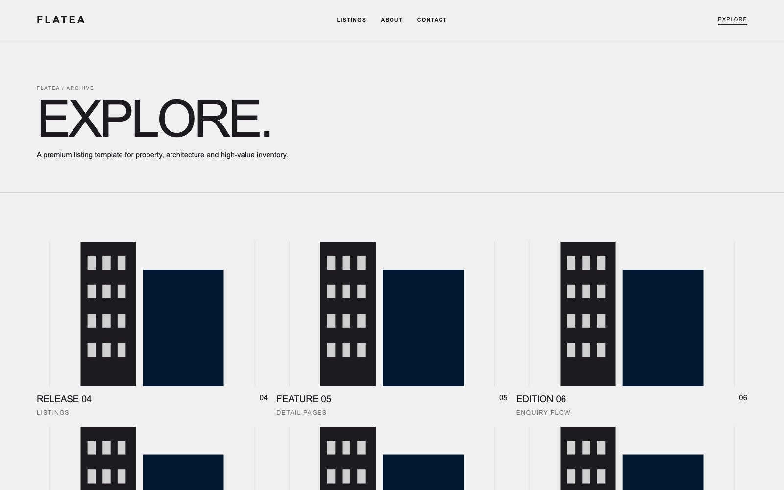 Screenshot reale di Avenue: pagina elenco del template