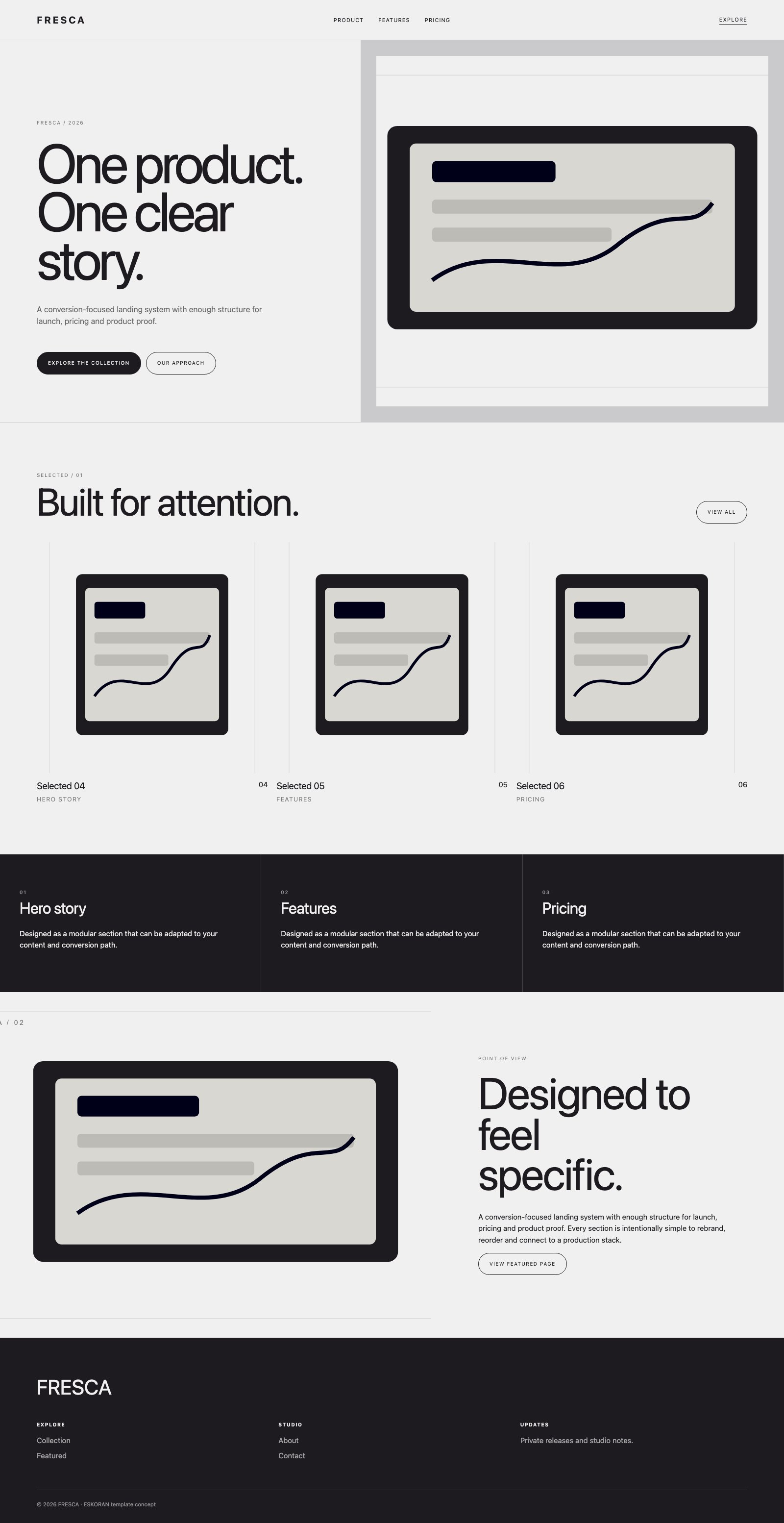 Screenshot reale di Bloom: pagina intera del template, tema chiaro