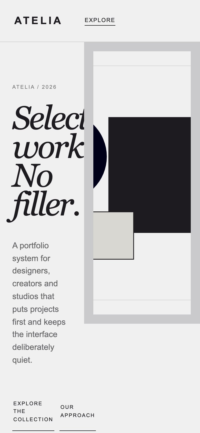 Screenshot reale di Canvas su smartphone: home del template