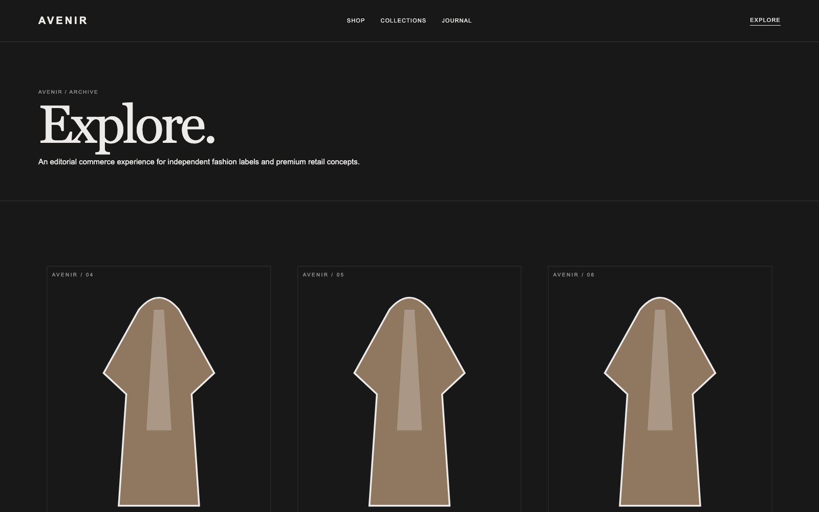 Screenshot reale di Cashmere: pagina elenco del template