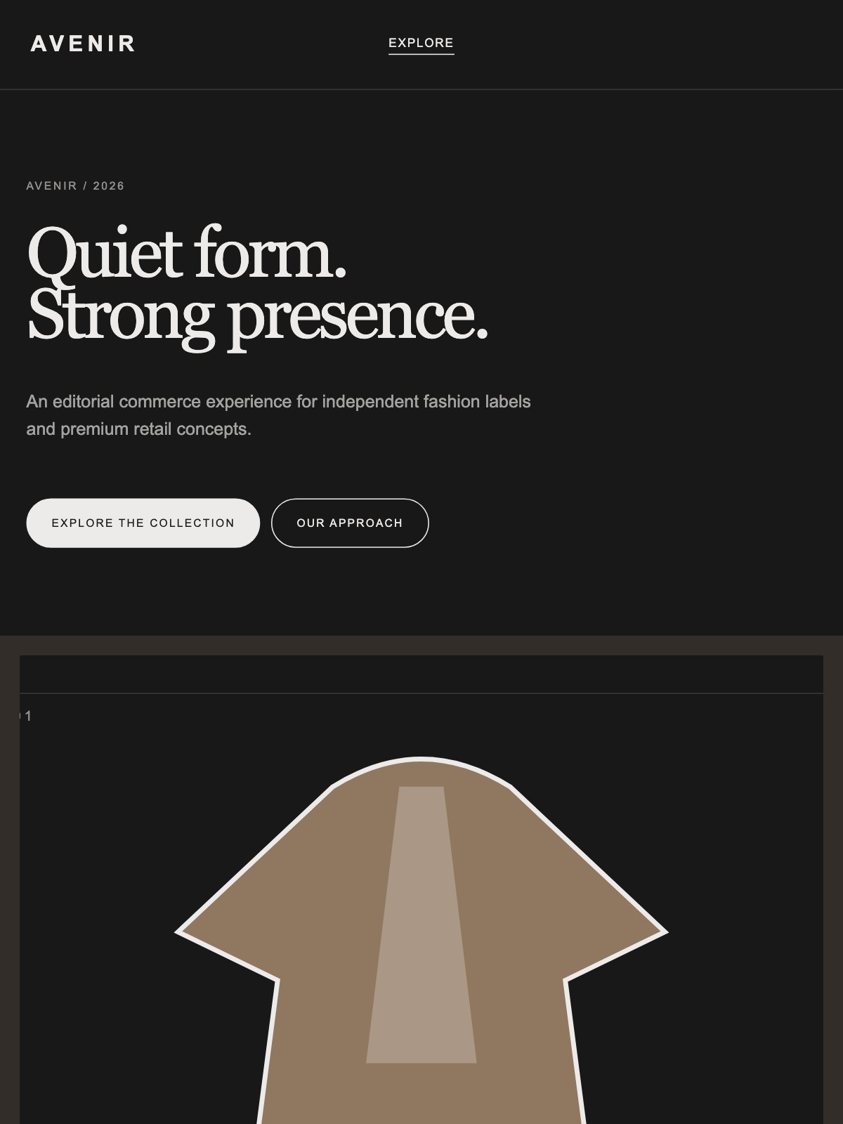 Screenshot reale di Cashmere su tablet: home del template