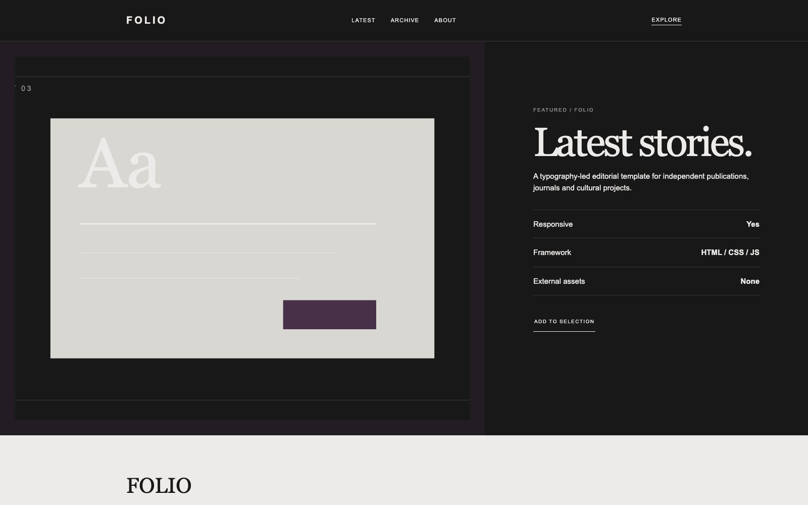 Screenshot reale di Chapter: pagina di dettaglio del template