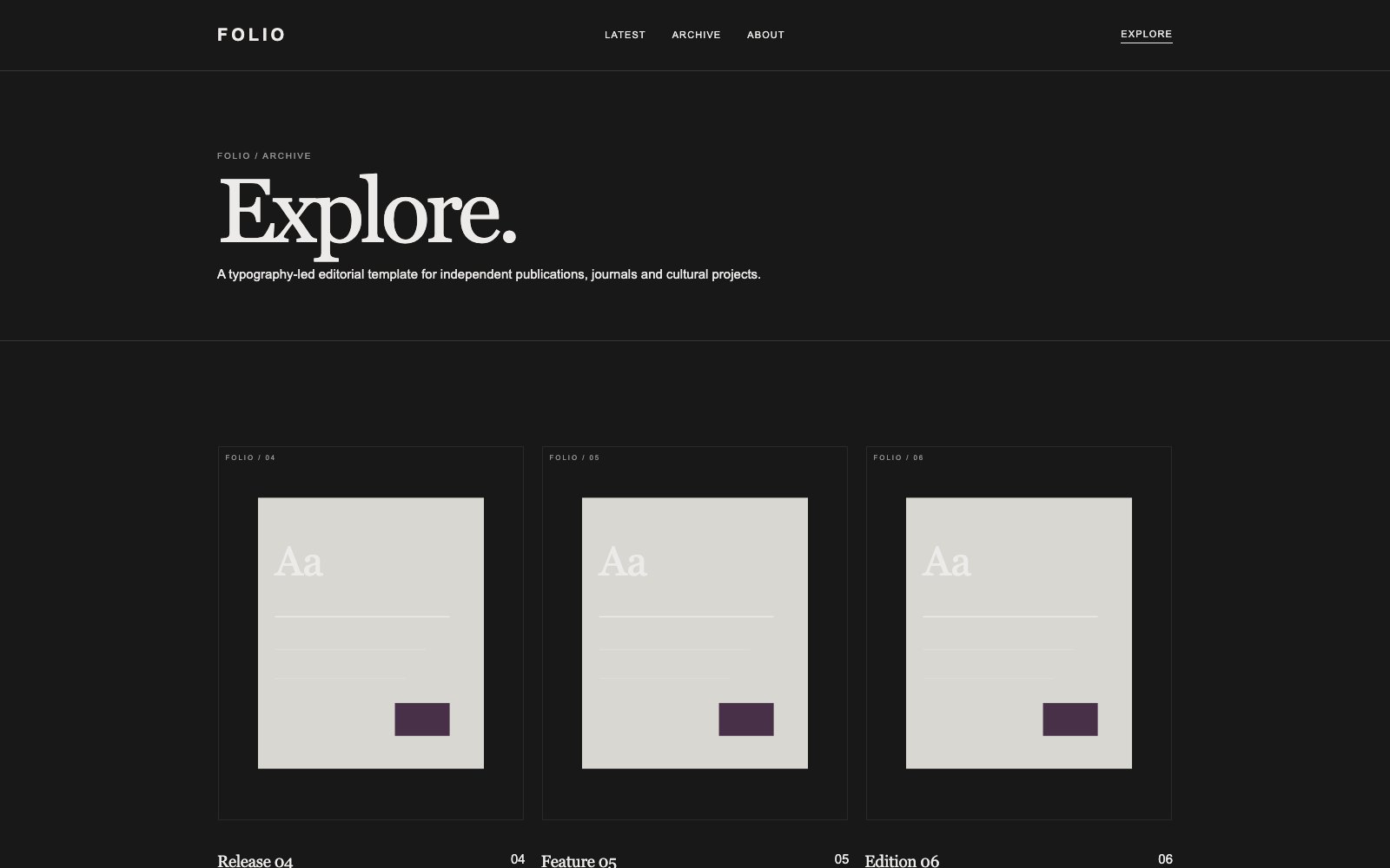 Screenshot reale di Chapter: pagina elenco del template