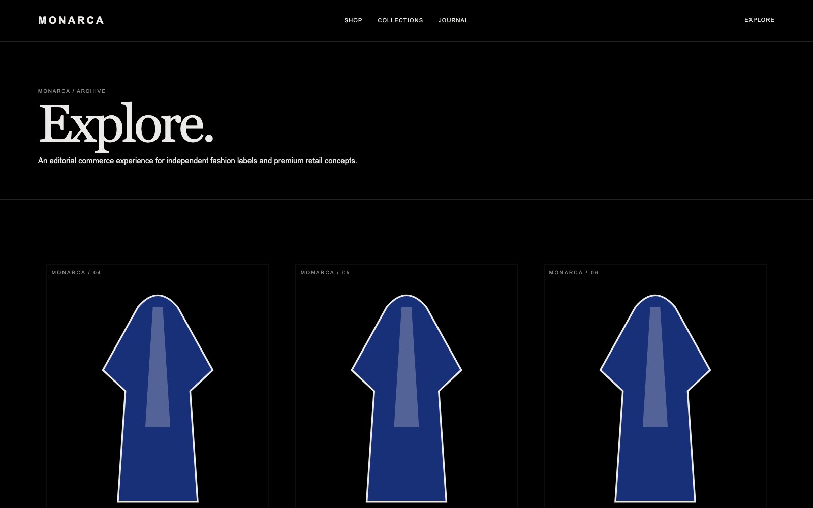 Screenshot reale di Couture: pagina elenco del template