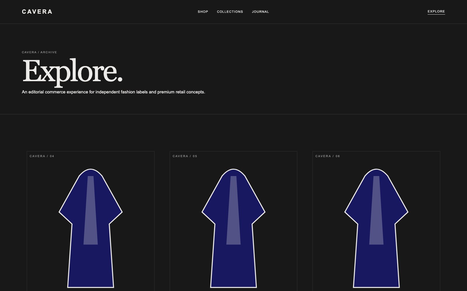 Screenshot reale di Denim: pagina elenco del template