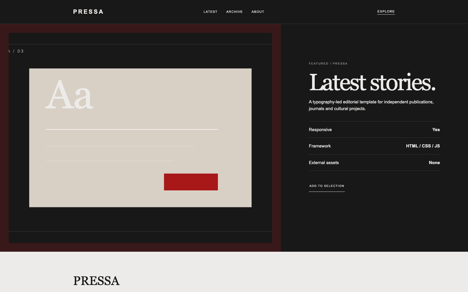 Screenshot reale di Dispatch: pagina di dettaglio del template