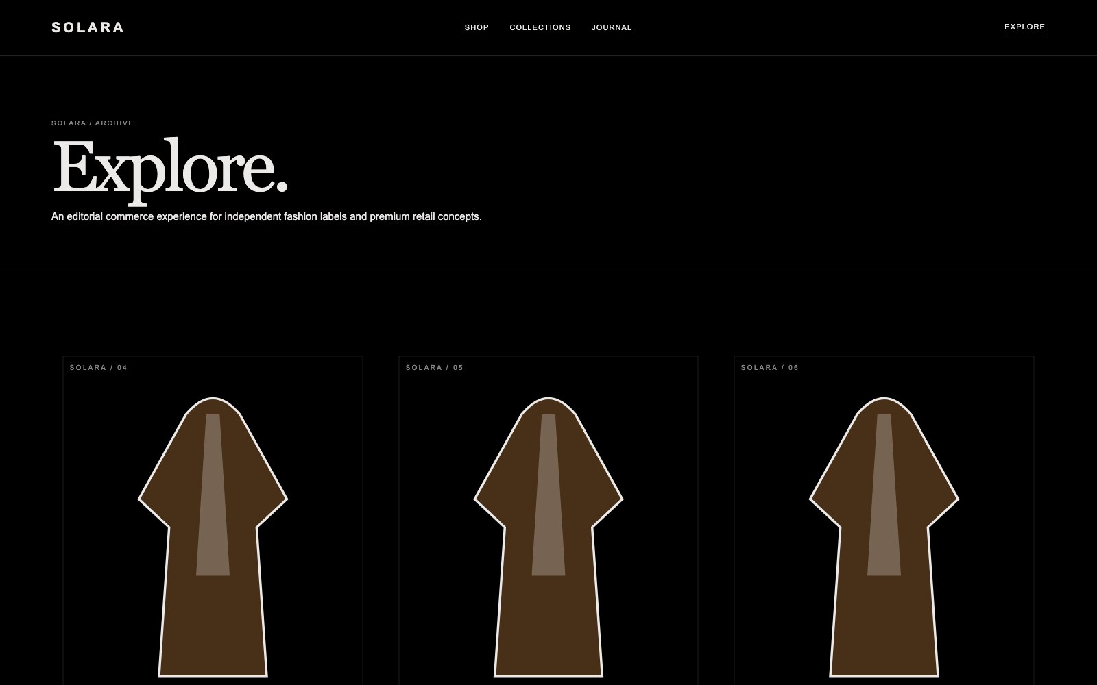 Screenshot reale di Drape: pagina elenco del template