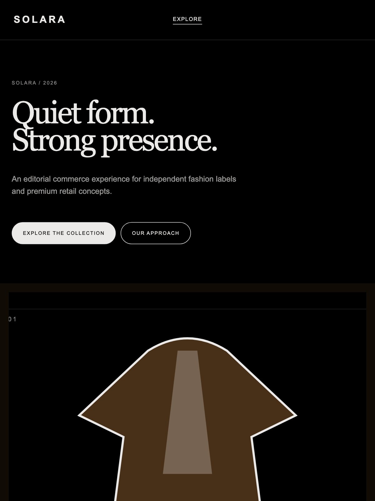Screenshot reale di Drape su tablet: home del template