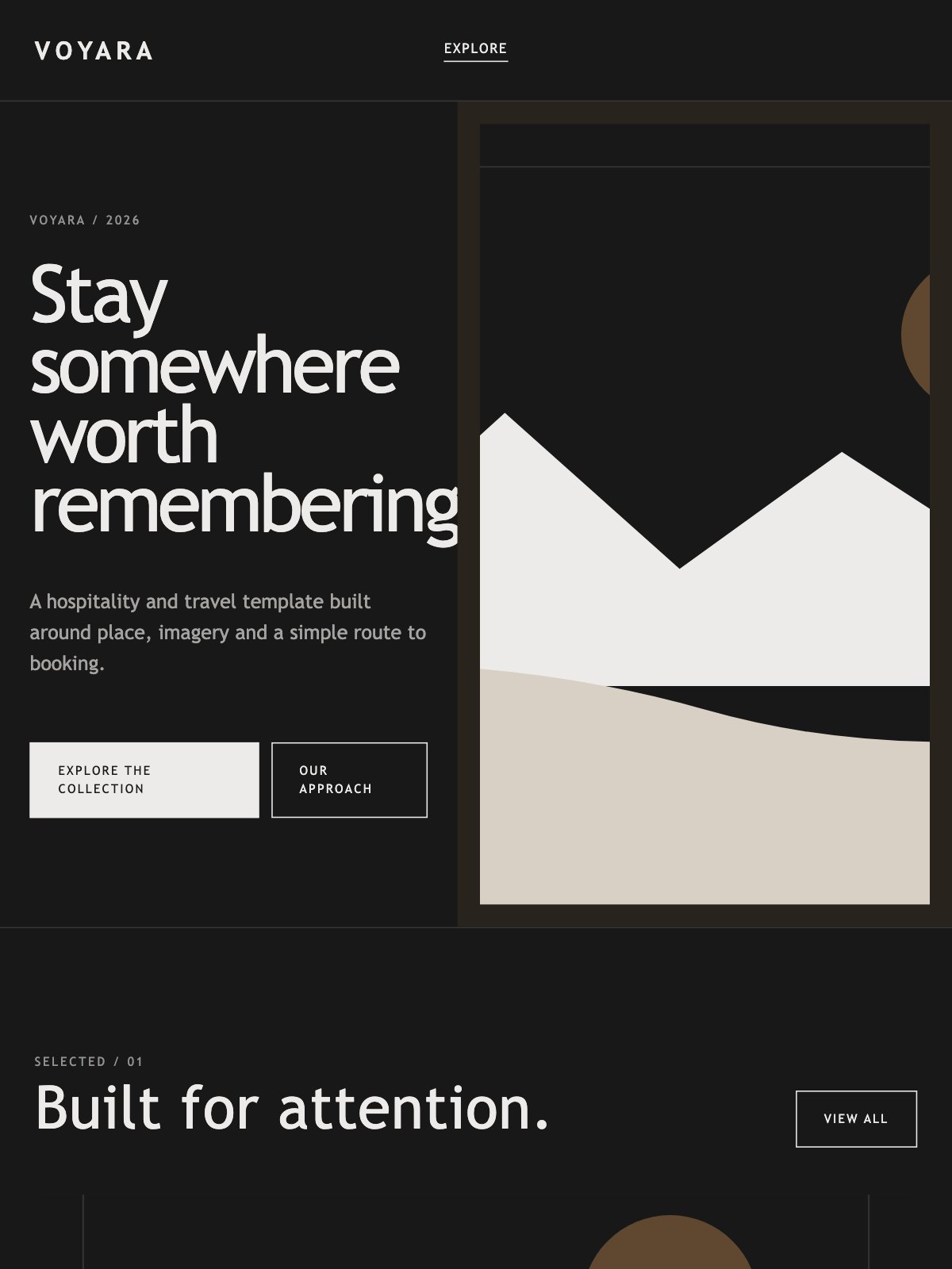 Screenshot reale di Drift su tablet: home del template