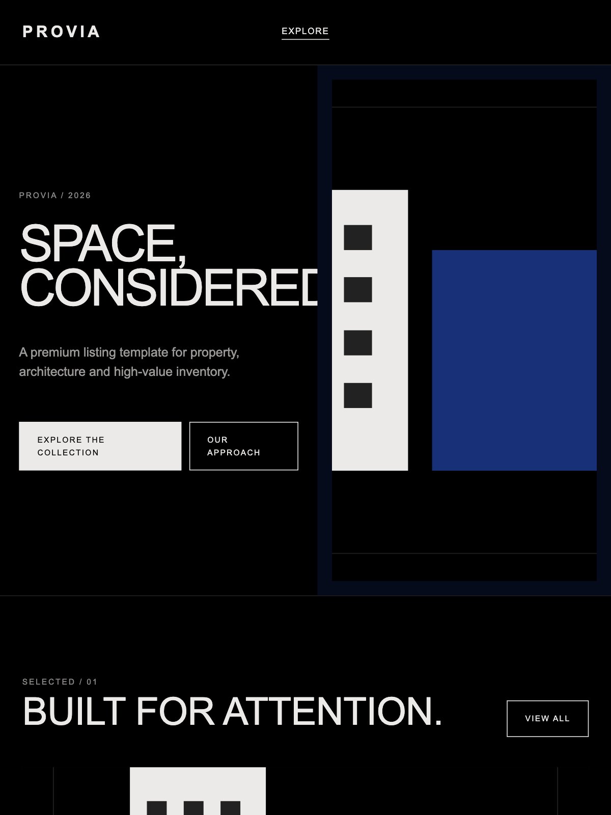 Screenshot reale di Drive su tablet: home del template