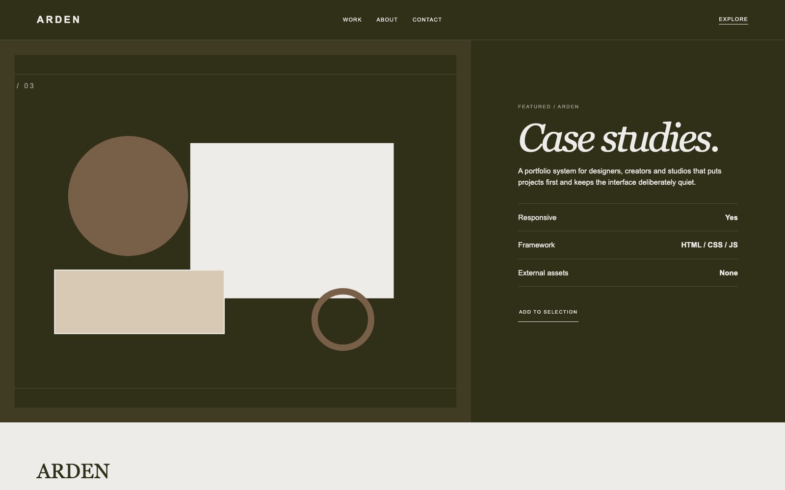 Screenshot reale di Easel: pagina di dettaglio del template