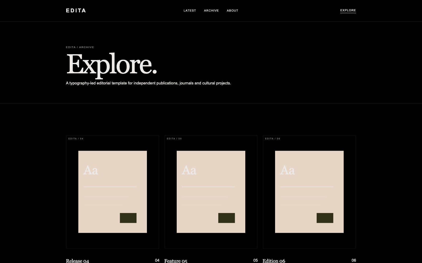 Screenshot reale di Edition: pagina elenco del template