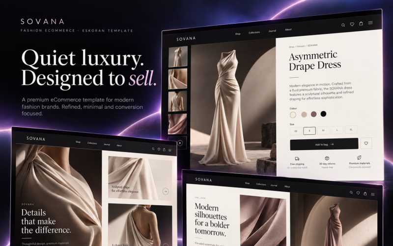 Immagine promozionale illustrativa di Pleat: composizione di anteprime del template