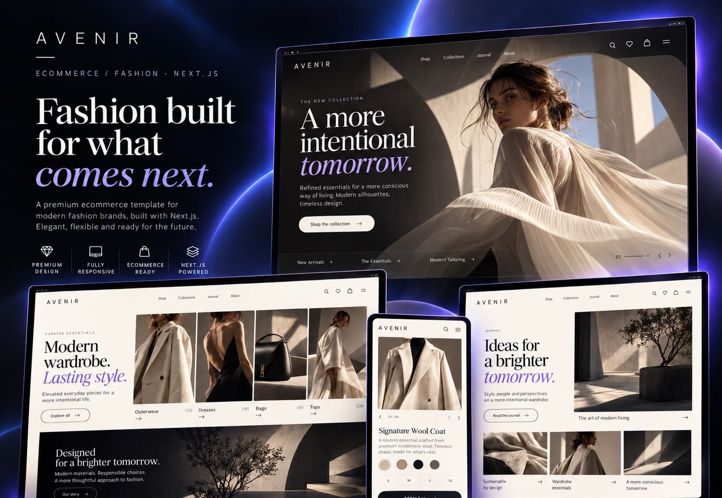 Immagine promozionale illustrativa di Cashmere: composizione di anteprime del template