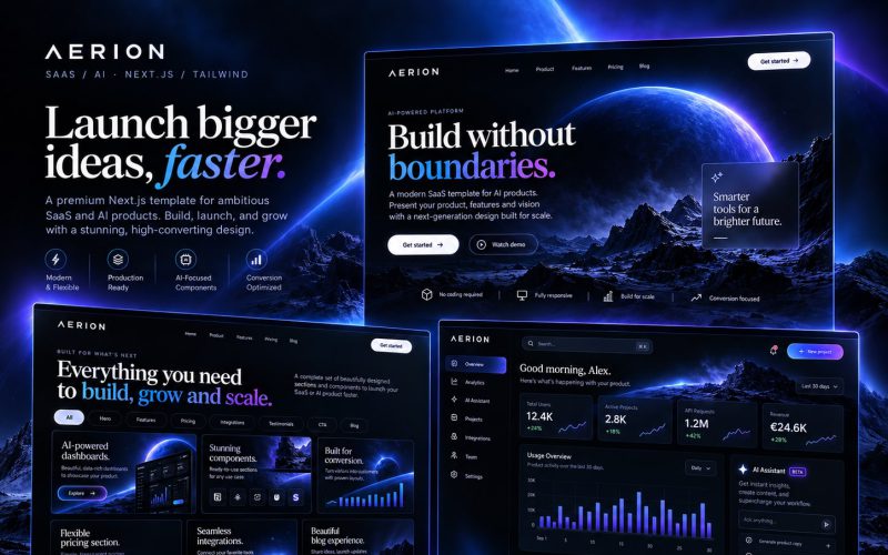 Immagine promozionale illustrativa di Pulse: composizione di anteprime del template