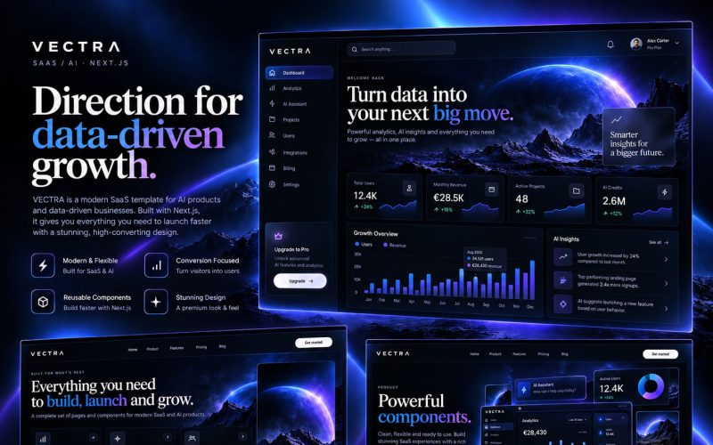 Immagine promozionale illustrativa di Axon: composizione di anteprime del template