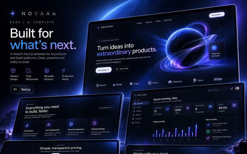 Immagine promozionale illustrativa di Delta: composizione di anteprime del template