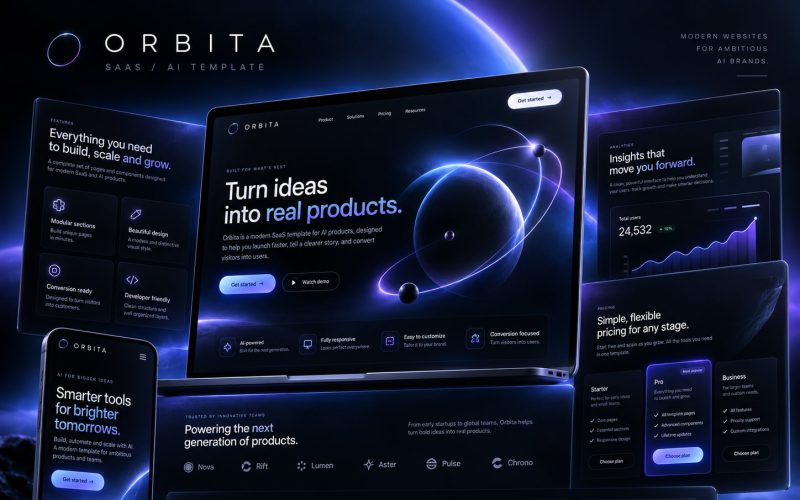 Immagine promozionale illustrativa di Helix: composizione di anteprime del template