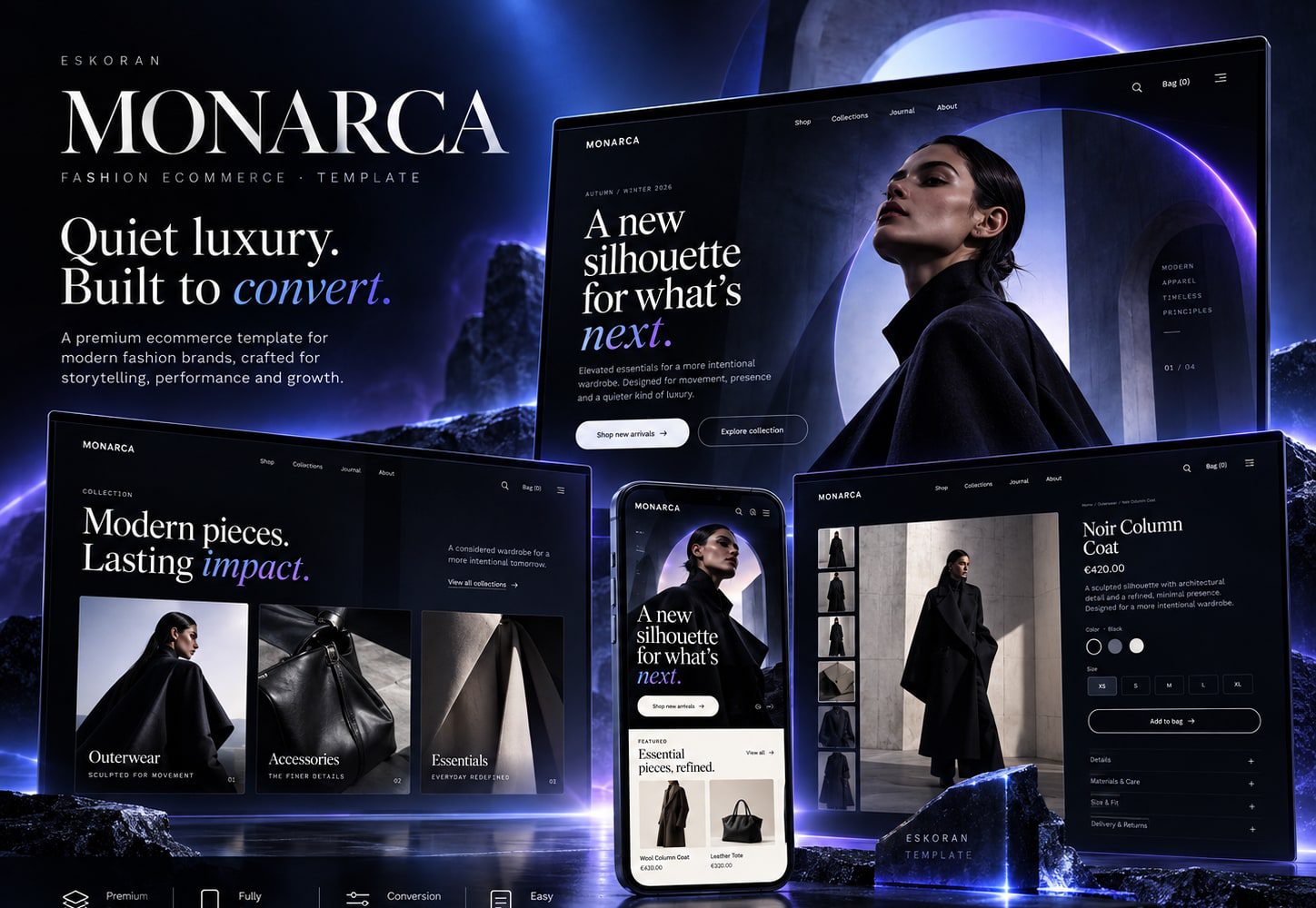 Immagine promozionale illustrativa di Couture: composizione di anteprime del template