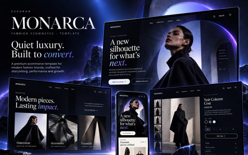 Immagine promozionale illustrativa di Couture: composizione di anteprime del template