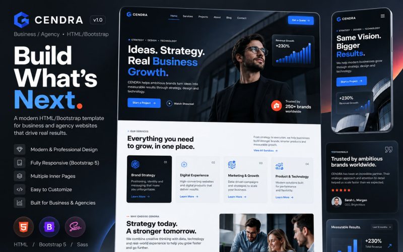 Immagine promozionale illustrativa di Keystone: composizione di anteprime del template