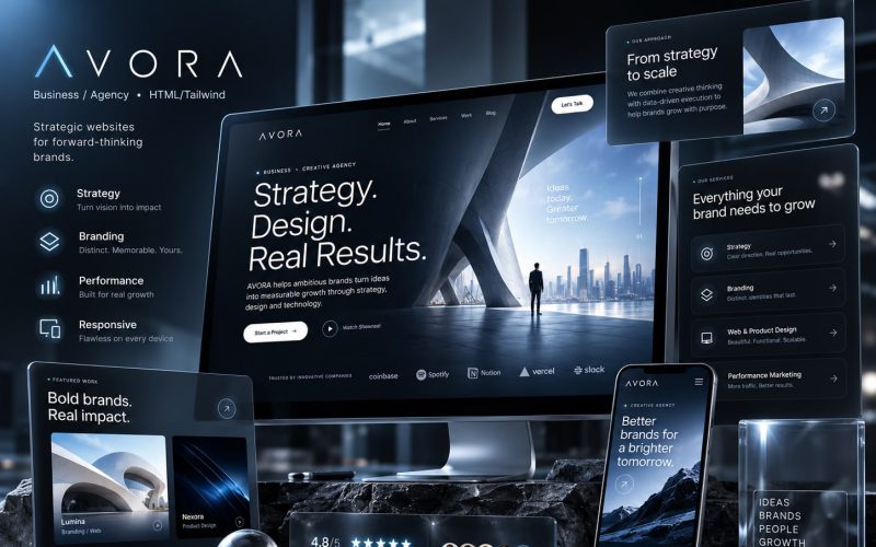 Immagine promozionale illustrativa di Anchor: composizione di anteprime del template