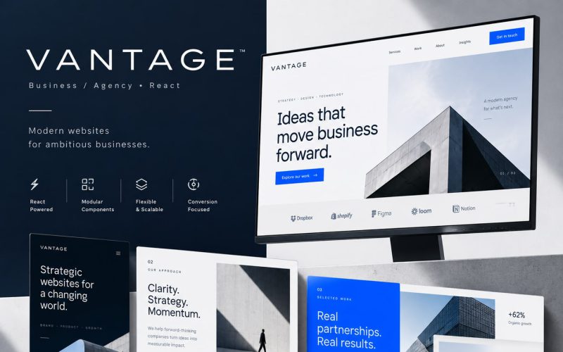 Immagine promozionale illustrativa di Summit: composizione di anteprime del template