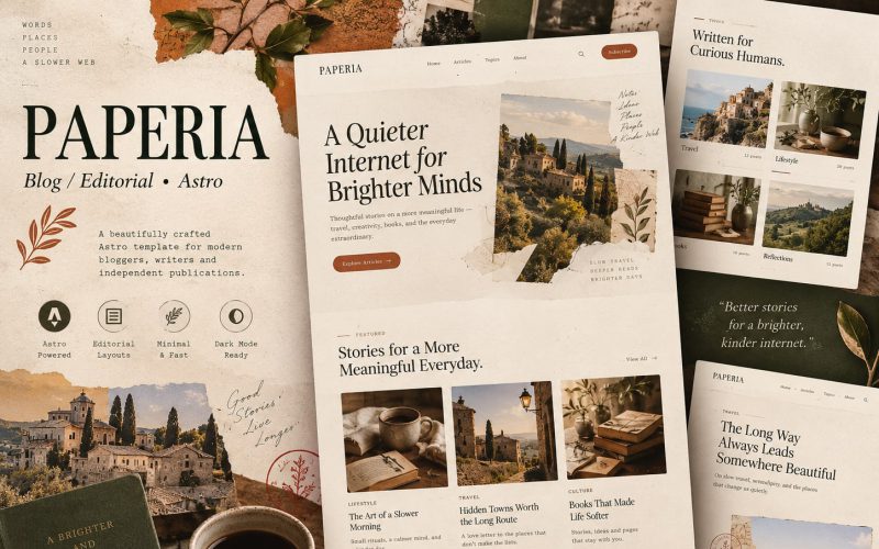 Immagine promozionale illustrativa di Story: composizione di anteprime del template