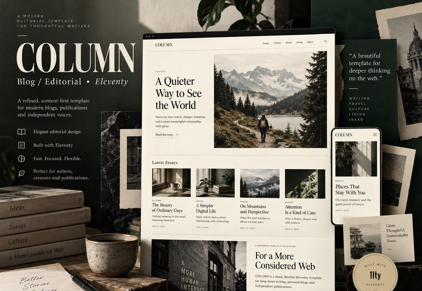 Immagine promozionale illustrativa di Journal: composizione di anteprime del template