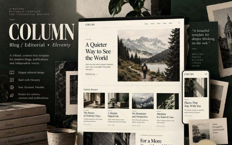 Immagine promozionale illustrativa di Journal: composizione di anteprime del template