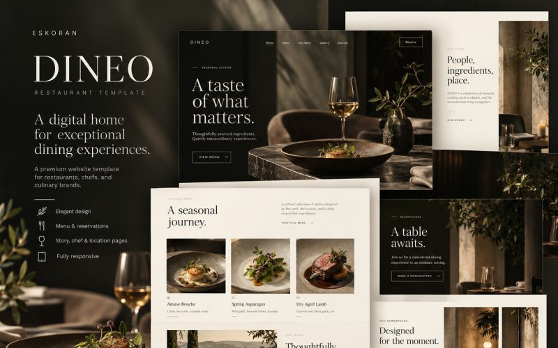 Immagine promozionale illustrativa di Feast: composizione di anteprime del template