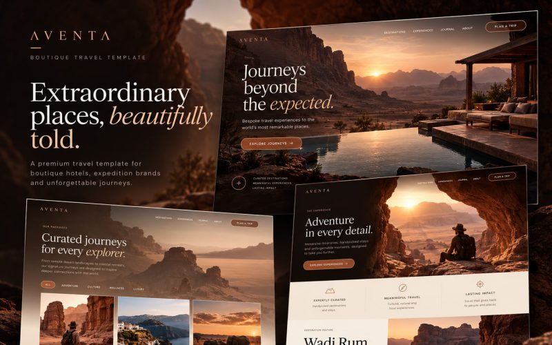 Immagine promozionale illustrativa di Escape: composizione di anteprime del template