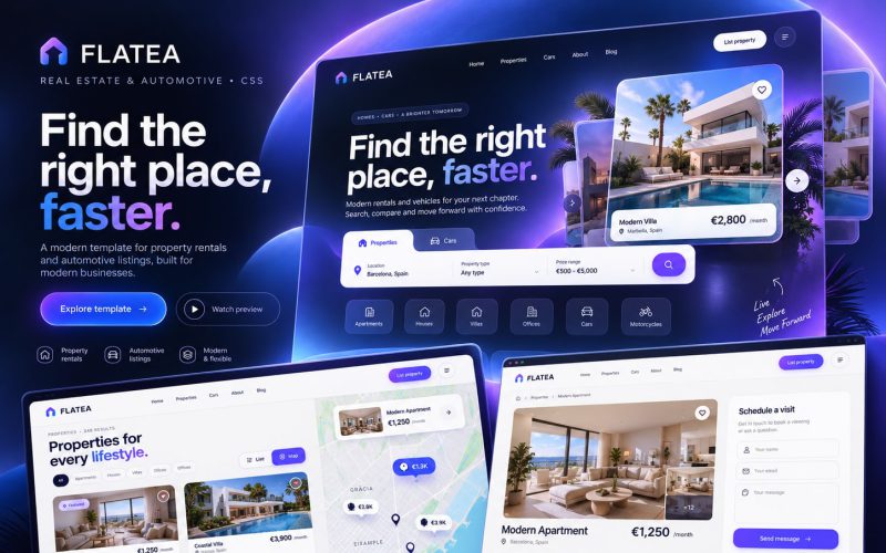Immagine promozionale illustrativa di Avenue: composizione di anteprime del template