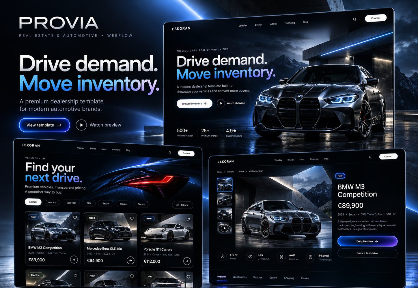 Immagine promozionale illustrativa di Drive: composizione di anteprime del template