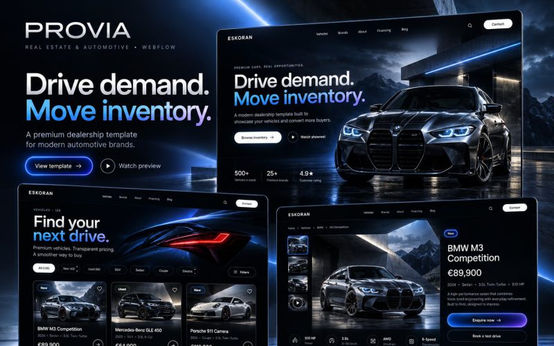 Immagine promozionale illustrativa di Drive: composizione di anteprime del template