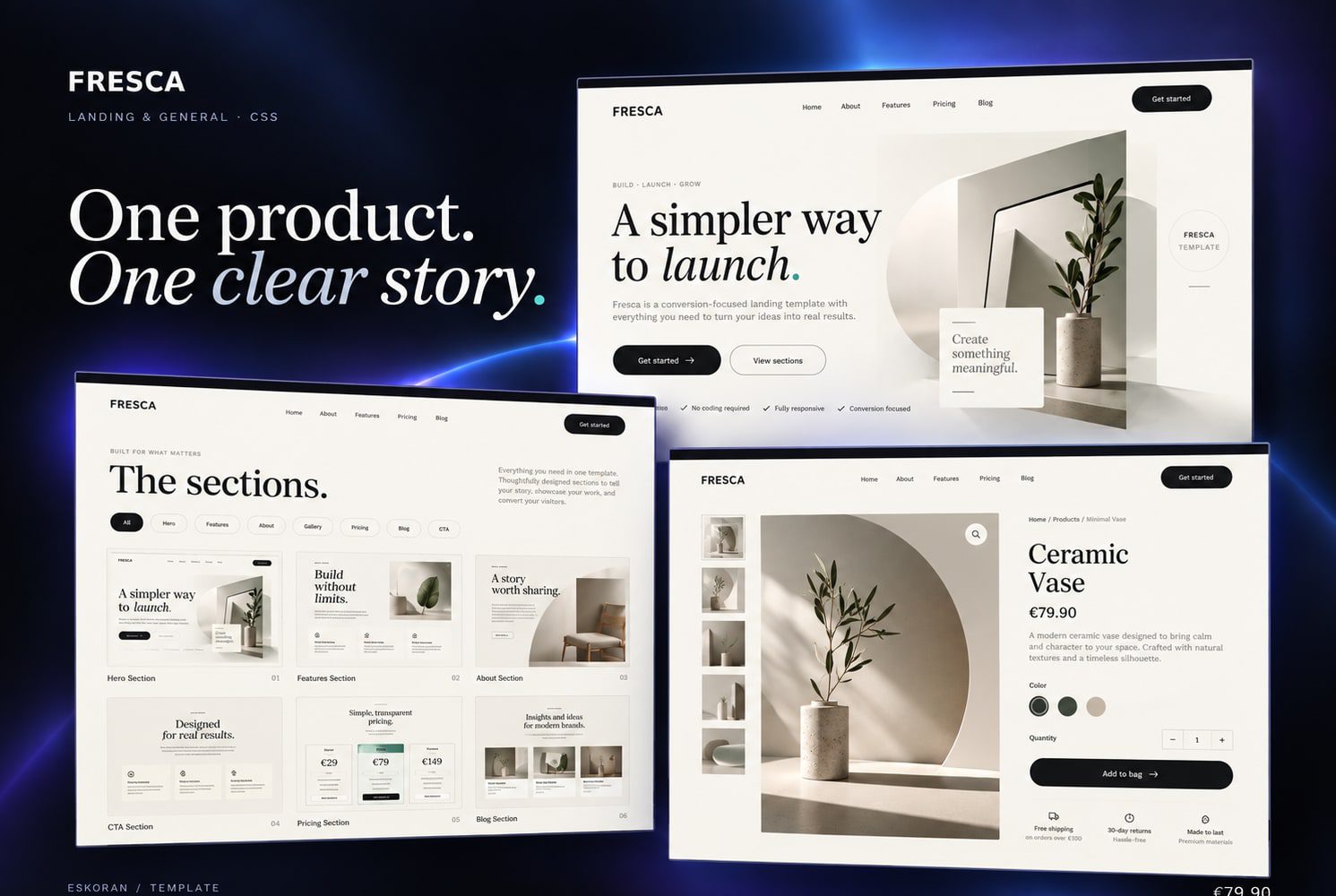 Immagine promozionale illustrativa di Bloom: composizione di anteprime del template