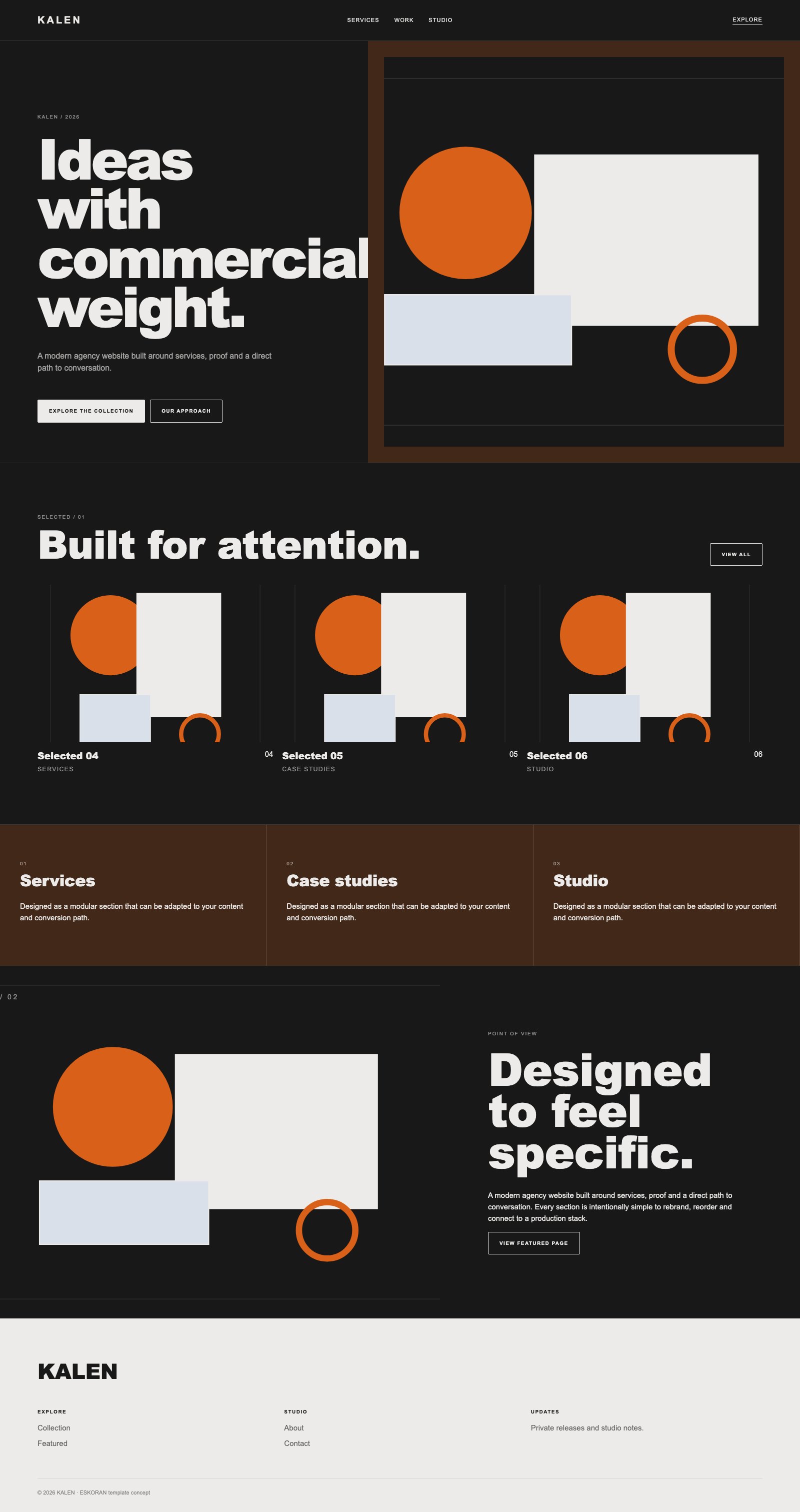 Screenshot reale di Forge: pagina intera del template, tema scuro