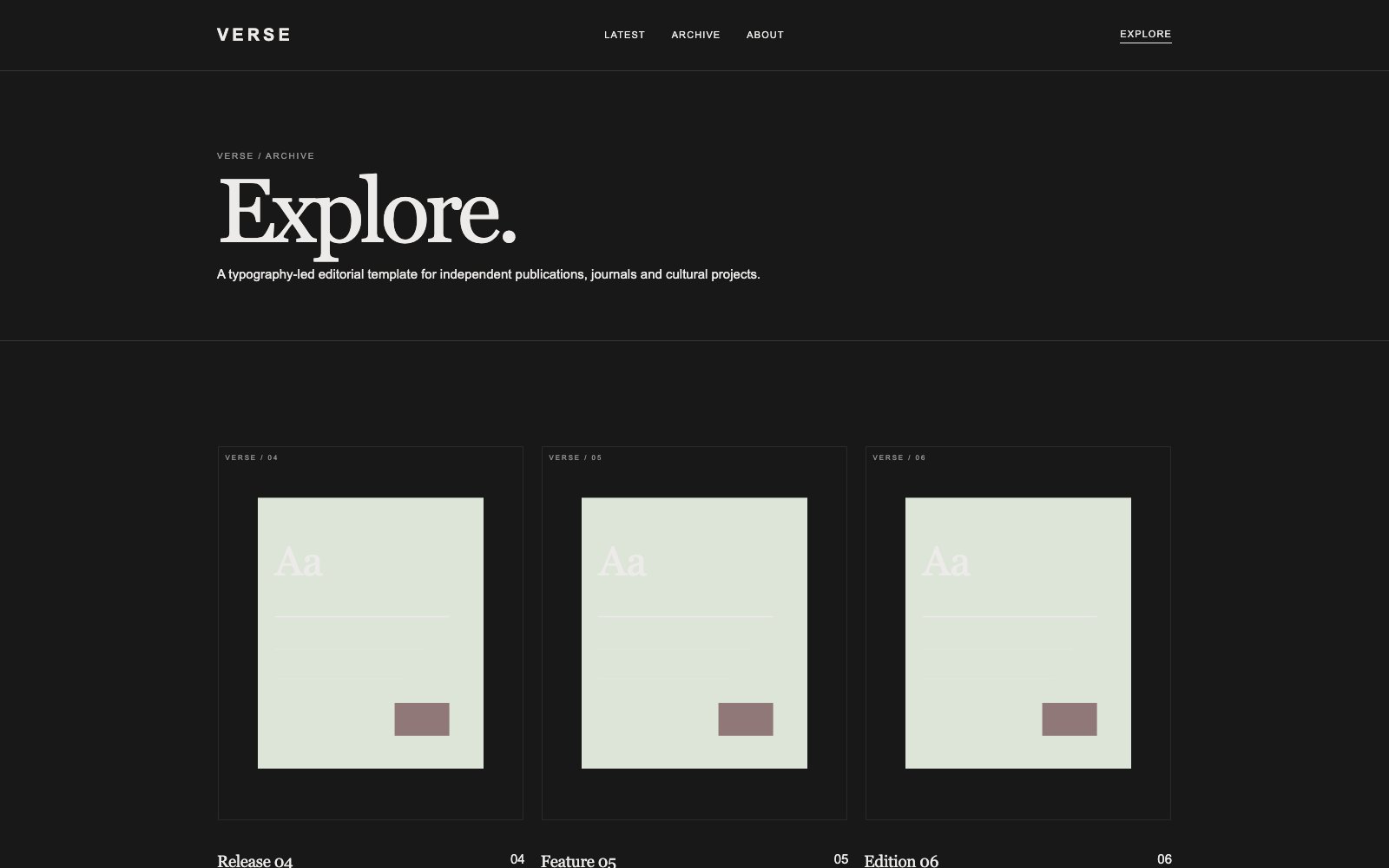 Screenshot reale di Gazette: pagina elenco del template