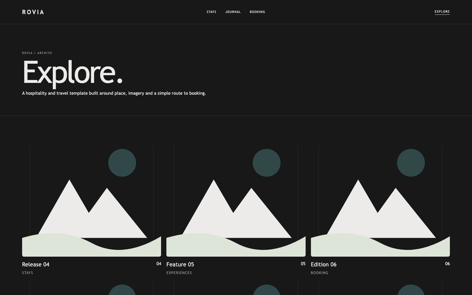 Screenshot reale di Horizon: pagina elenco del template