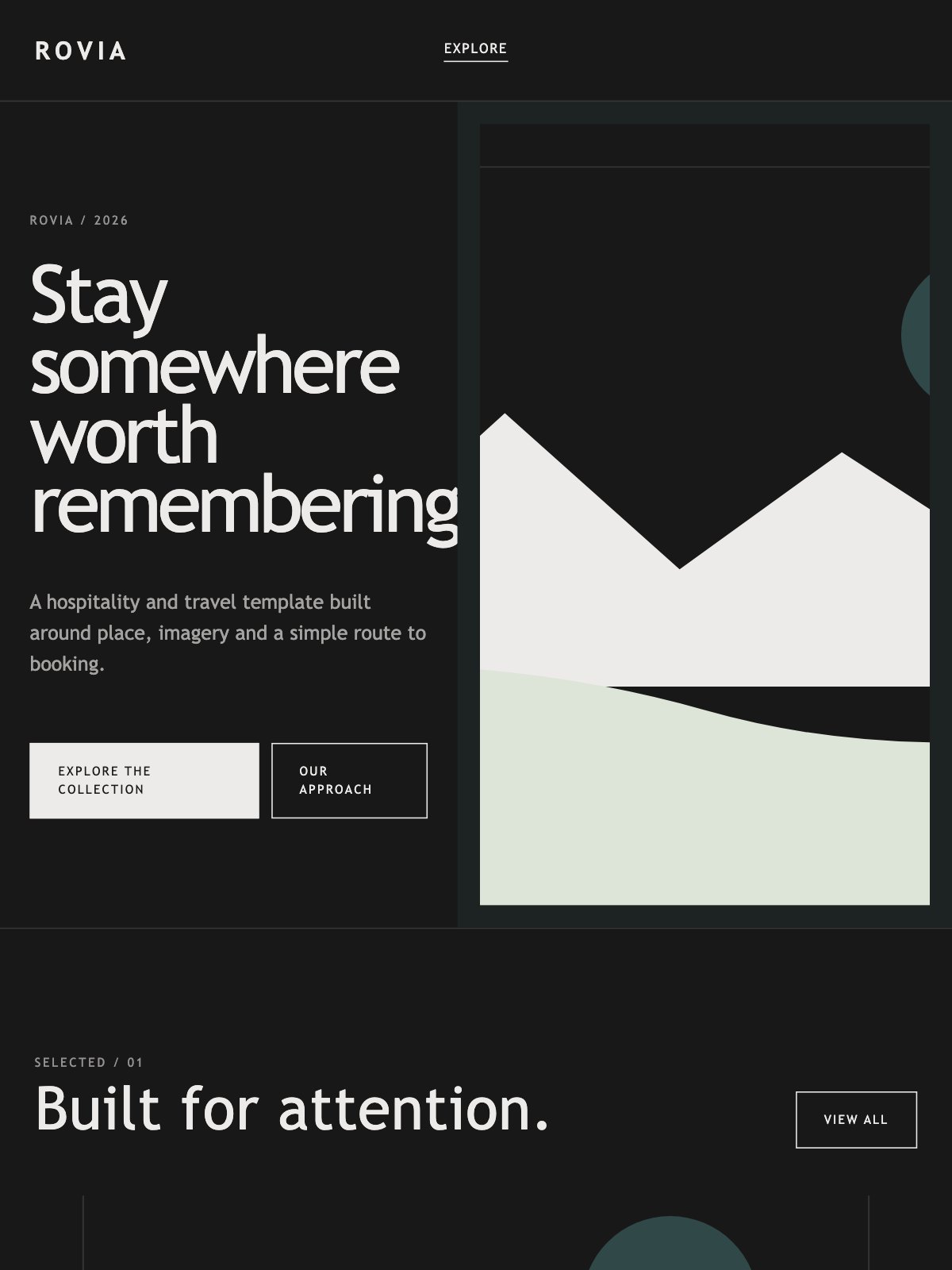 Screenshot reale di Horizon su tablet: home del template