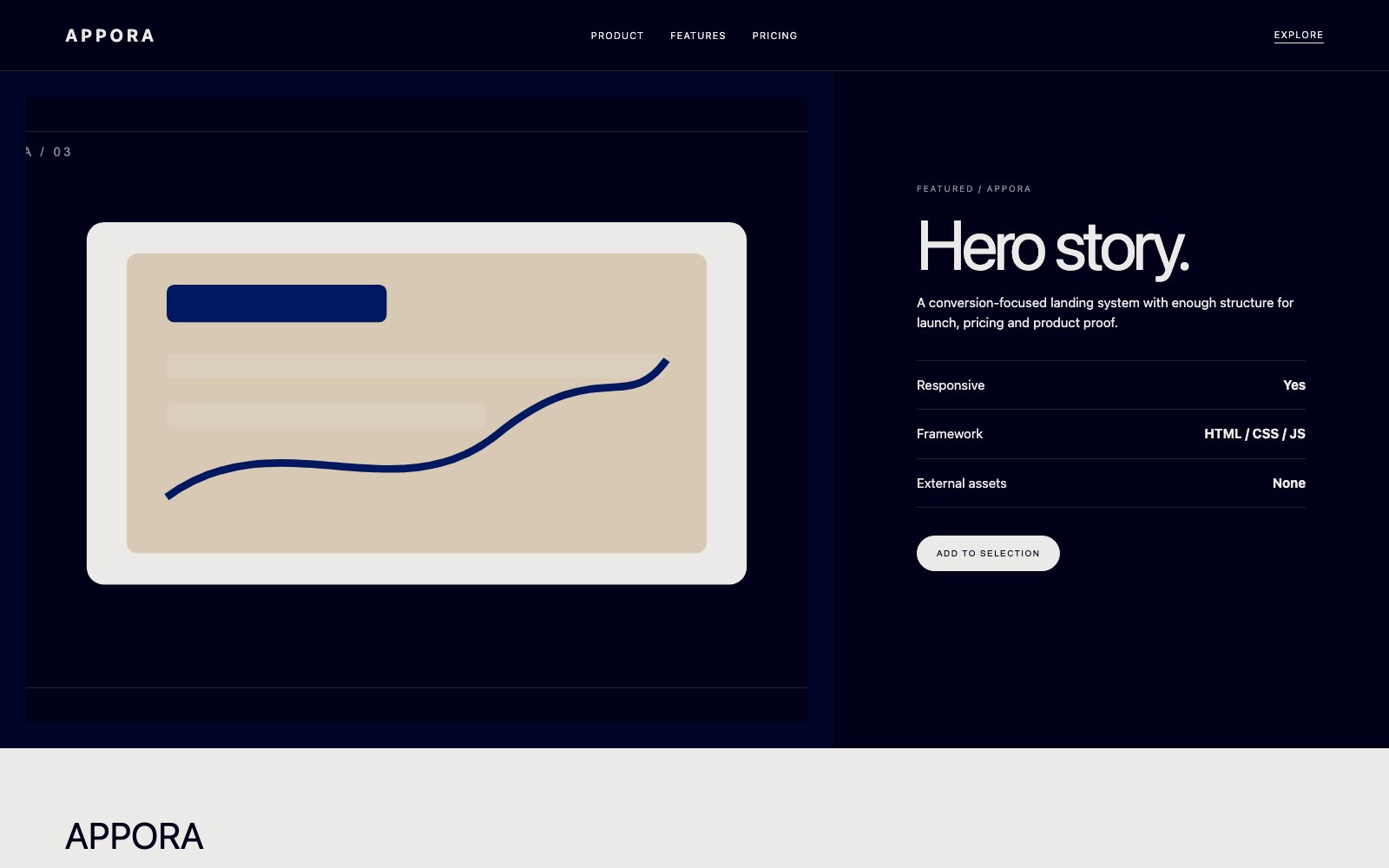 Screenshot reale di Launch: pagina di dettaglio del template