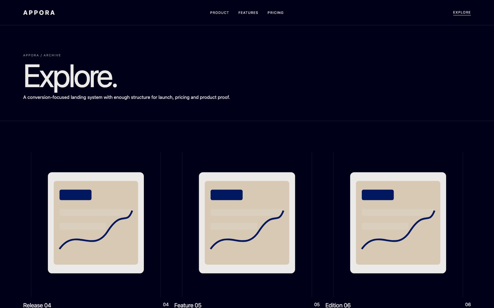 Screenshot reale di Launch: pagina elenco del template
