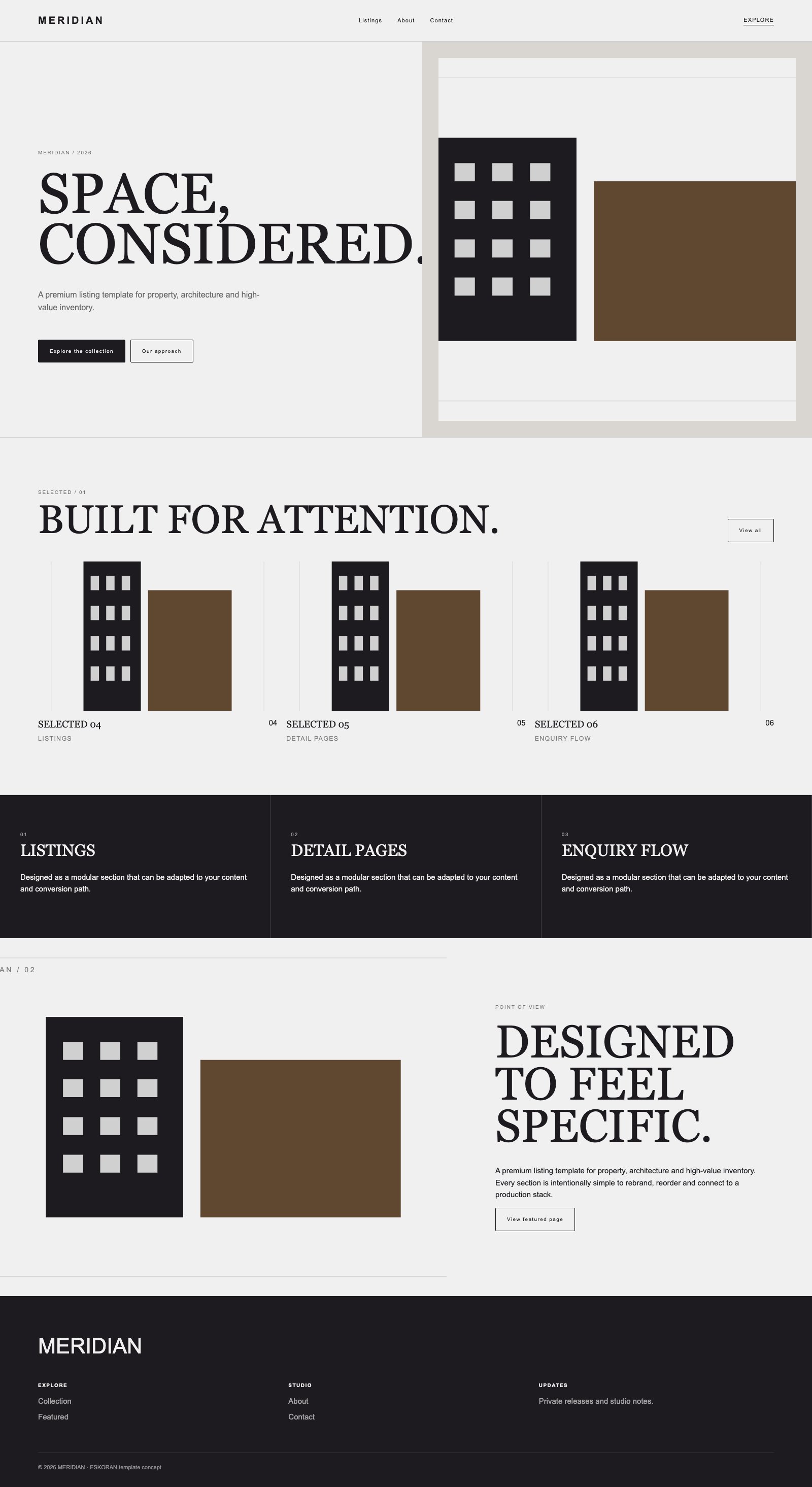 Screenshot reale di Loft: pagina intera del template, tema chiaro