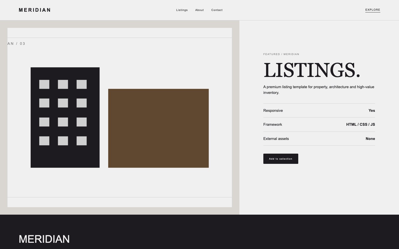 Screenshot reale di Loft: pagina di dettaglio del template