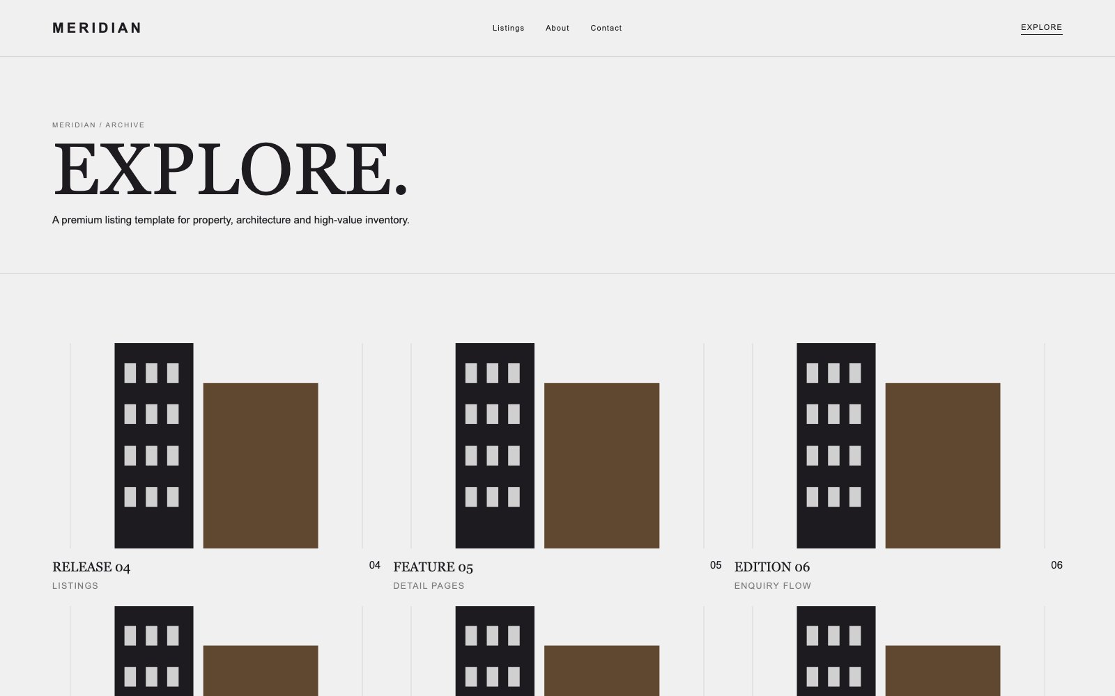 Screenshot reale di Loft: pagina elenco del template