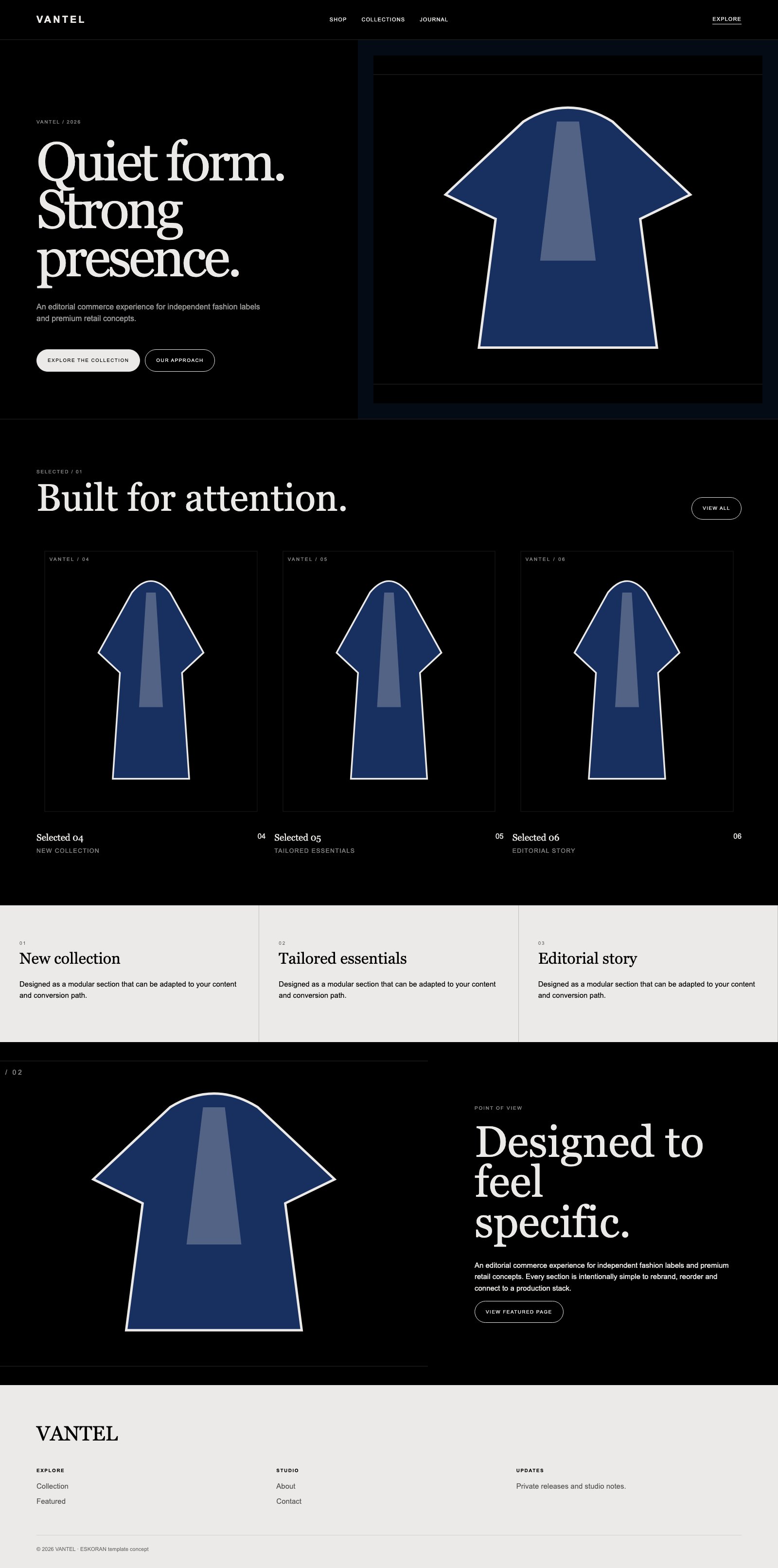 Screenshot reale di Loom: pagina intera del template, tema scuro
