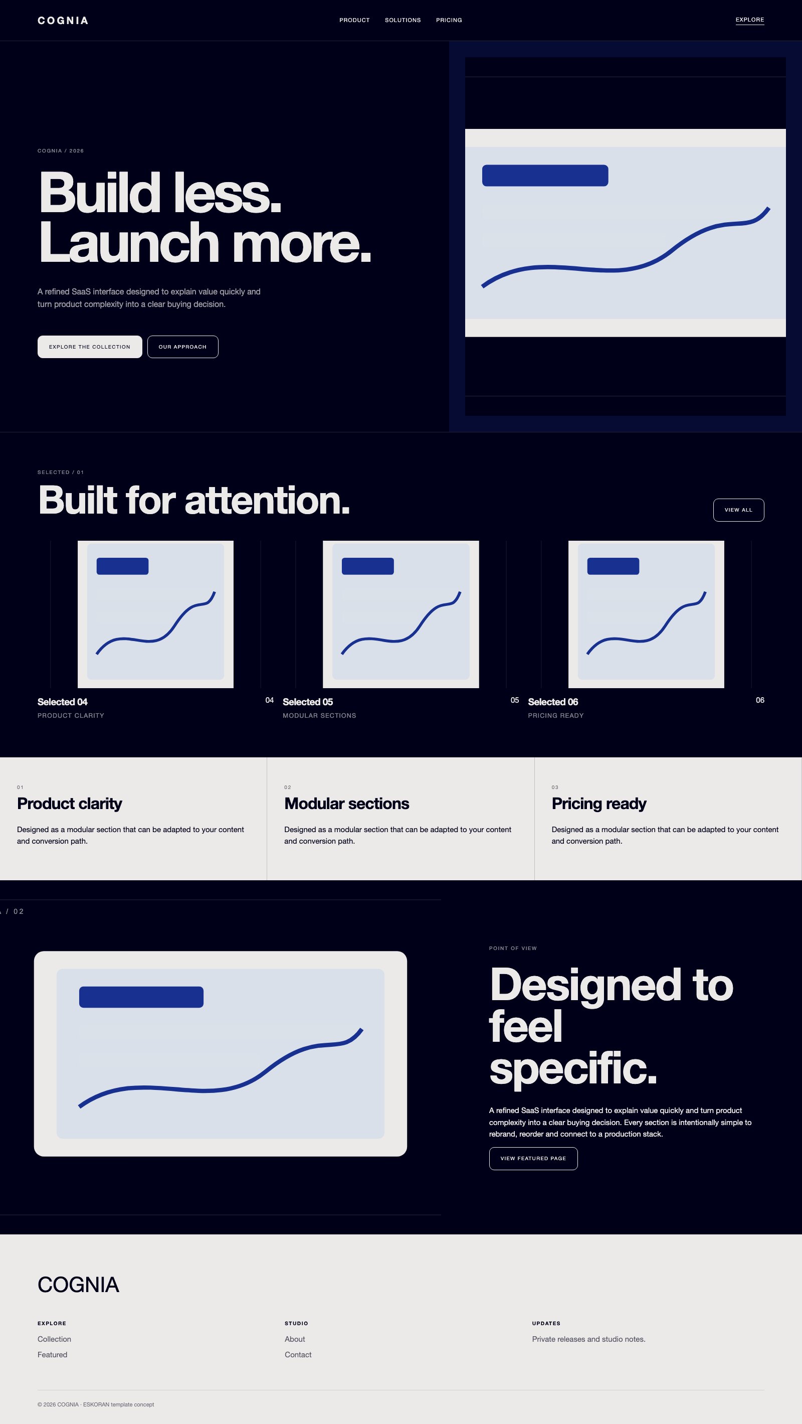 Screenshot reale di Neural: pagina intera del template, tema scuro