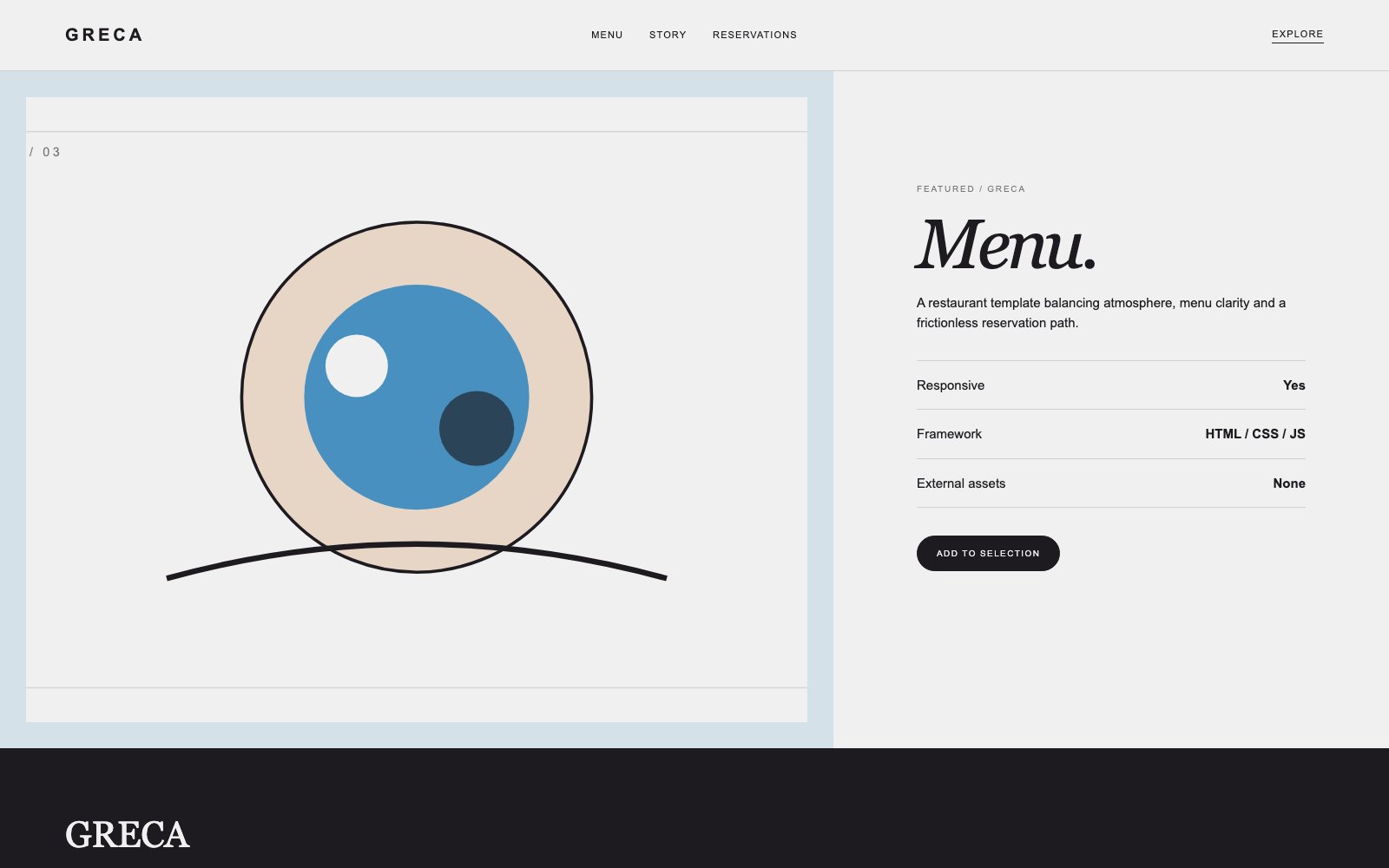 Screenshot reale di Olive: pagina di dettaglio del template