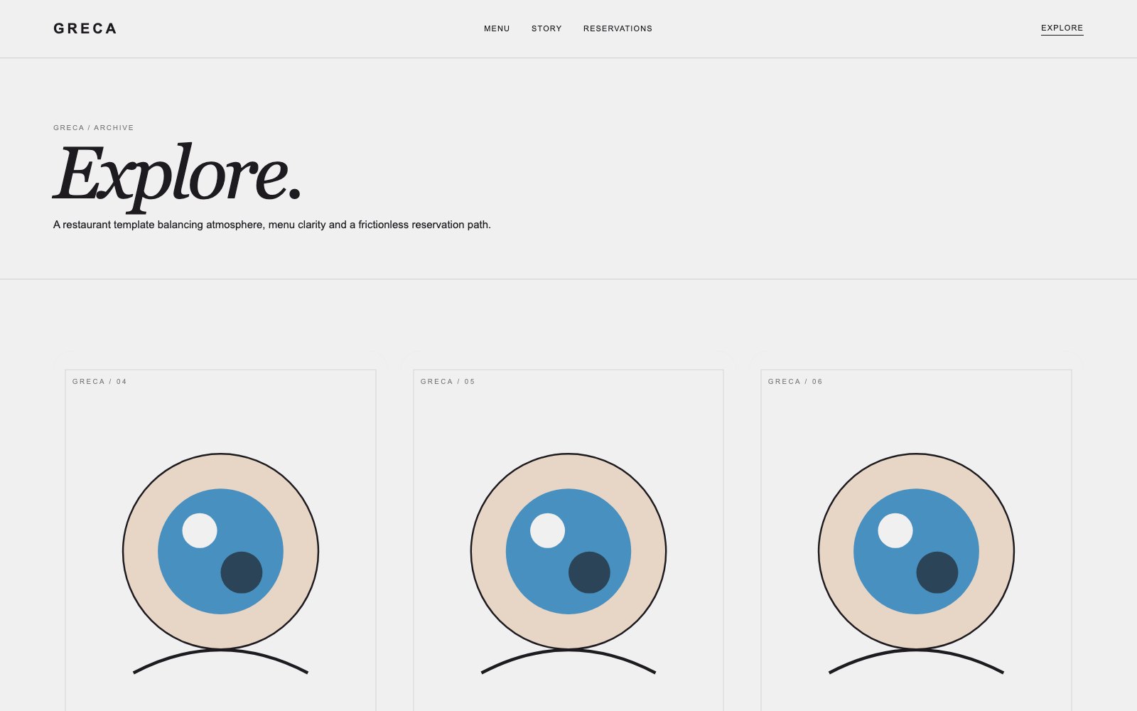 Screenshot reale di Olive: pagina elenco del template